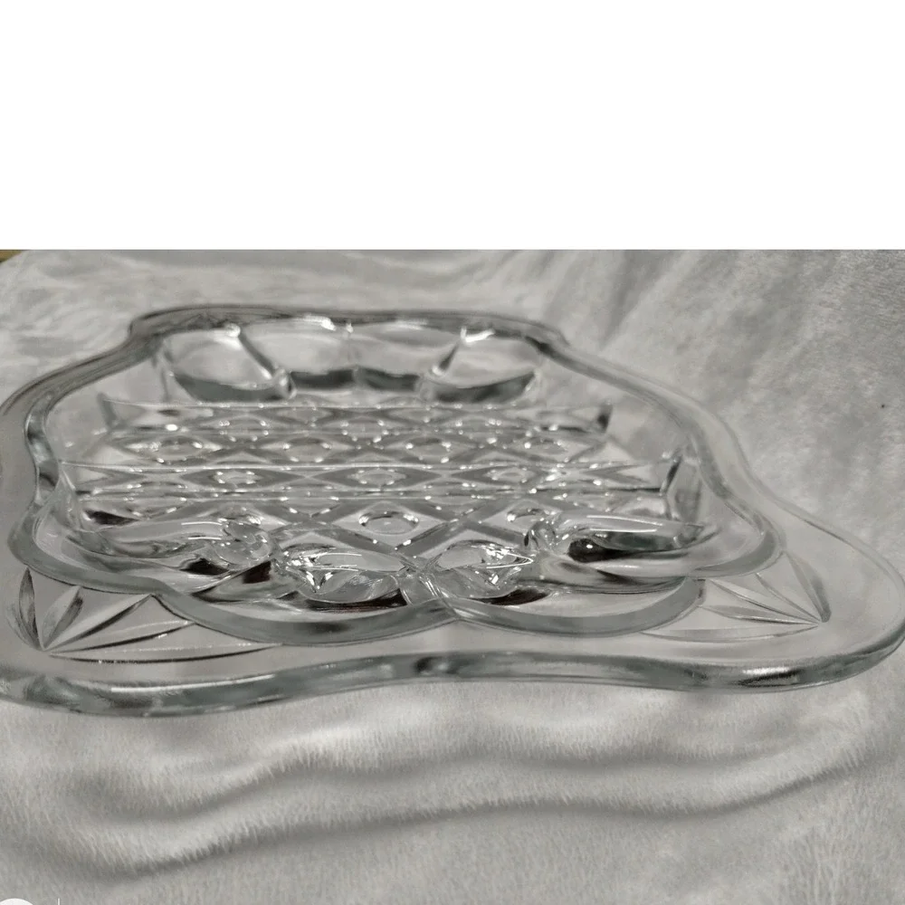 Vintage Clear Glass Divided Relish Tray‎ Candy Nut Serving Platter Dish